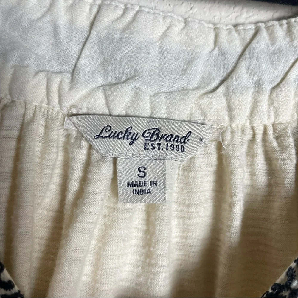 Lucky Brand Cream and Black Embroidered Top - Picture 5 of 5